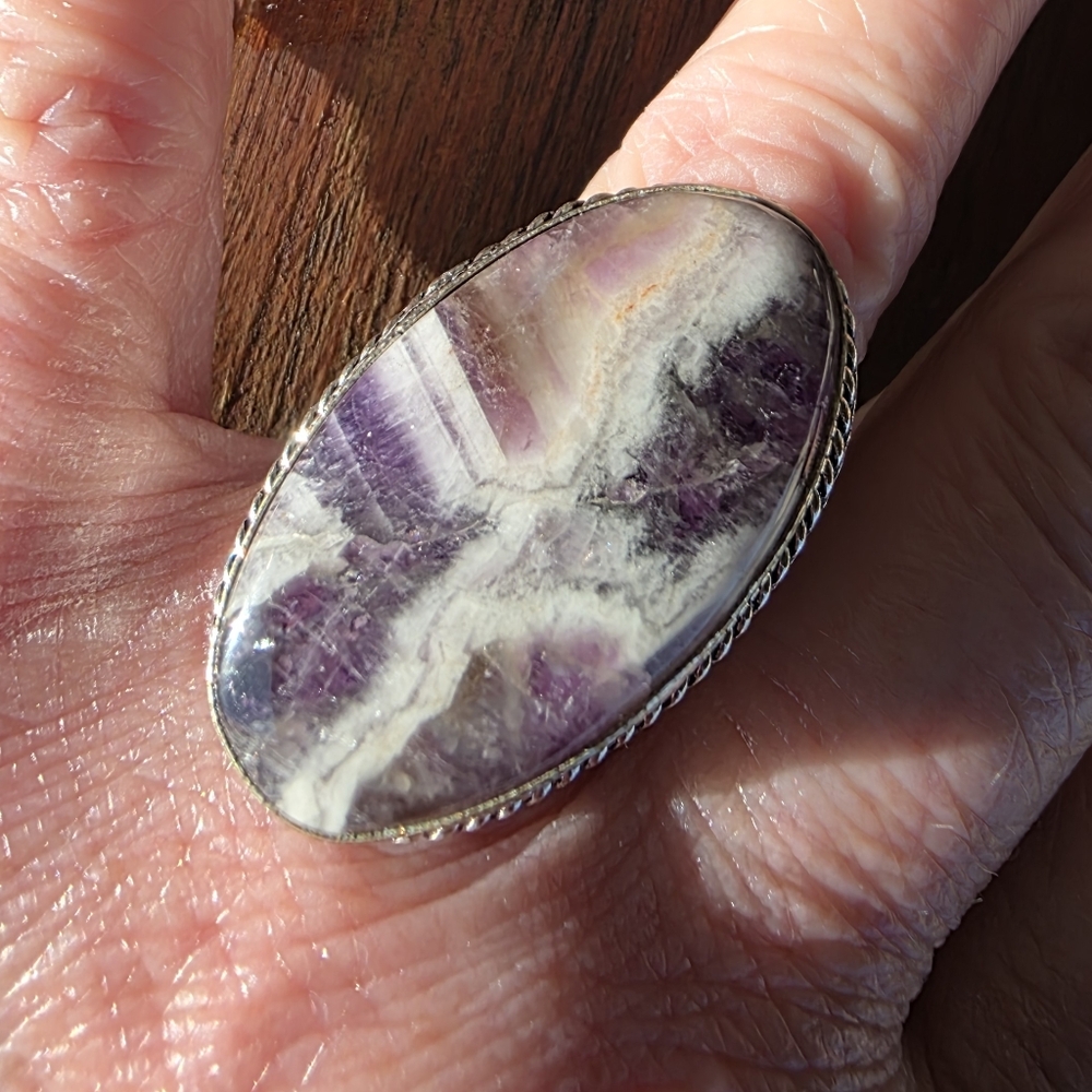 Natural Chevron Amethyst Gemstone Ring in 925 Sterling Silver (7)